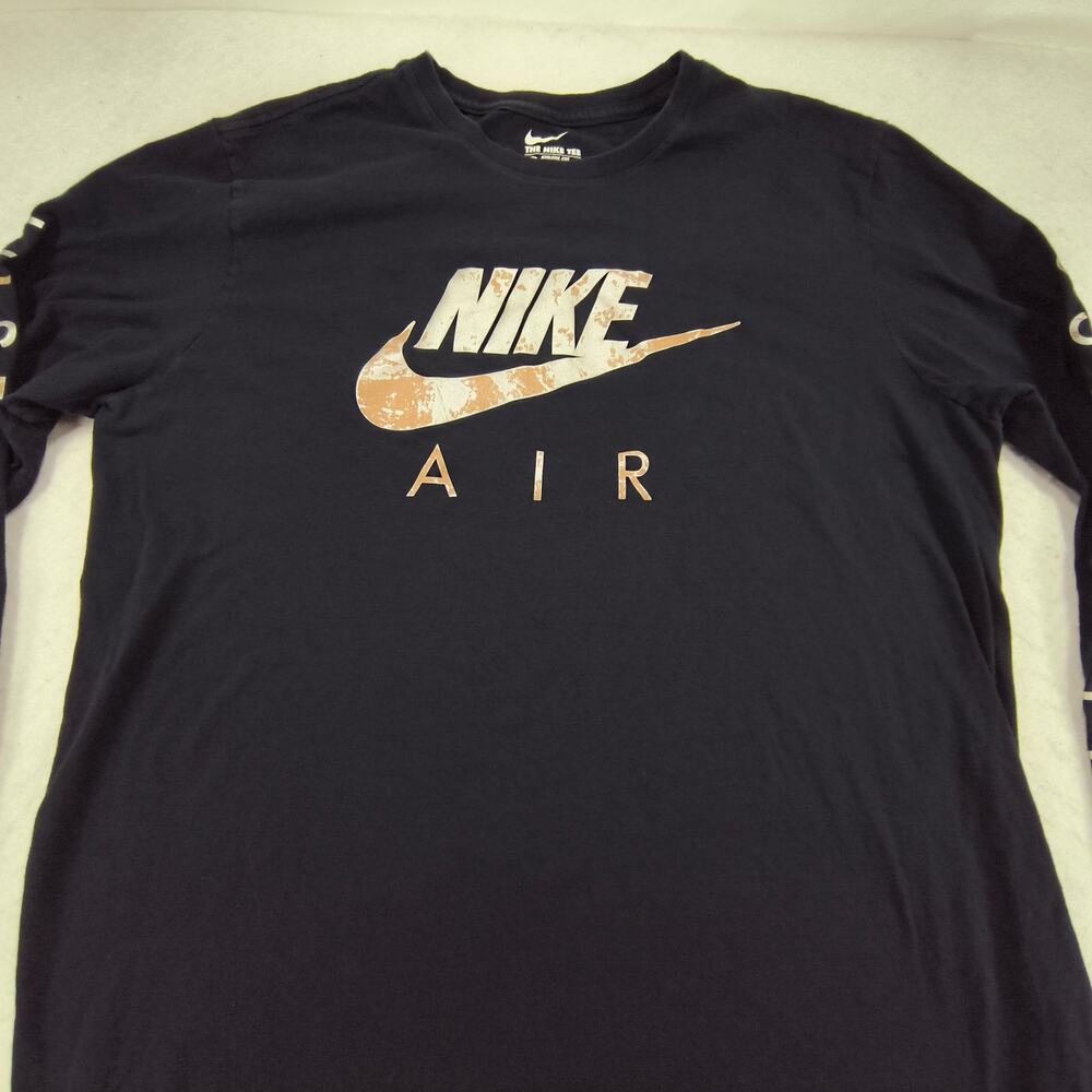 Nike Tee Air Graphic Crew Neck Long Sleeve Shirt Mens Size Extra Large XL Black